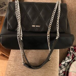 Nine West Black Diamond-Pattern Shoulder Bag